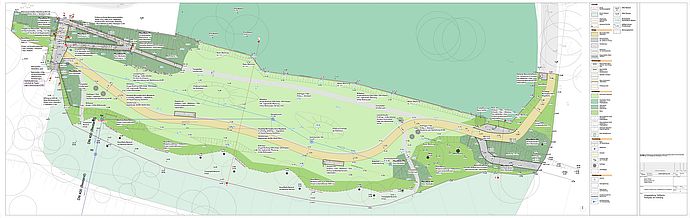 Der Umsetzungsplan zeigt die geplante neue Grünfläche am südöstlichen Ende des BusinessPark Elbhochufer. Die Arbeiten dafür beginnen im Juni. Grafik: Stadt Wedel