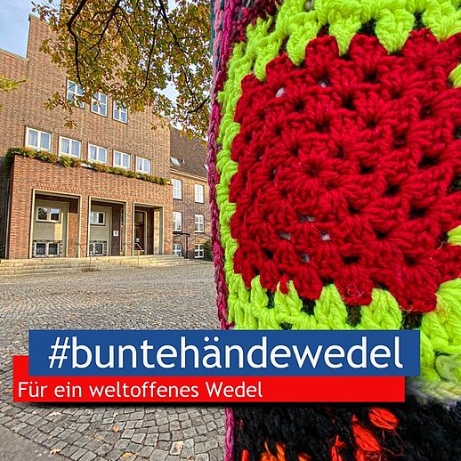 Dieses Bild kann als Zeichen für ein weltoffenes Wedel kostenlos geteilt werden - gern mit dem Hashtag #buntehändewedel. Foto: Stadt Wedel/Kamin
