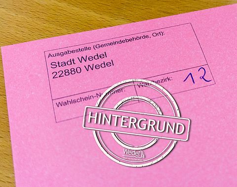 Am 9. Juni 2024 sind die wahlberechtigten Wedelerinnen und Wedeler zur Europawahl und zur Abstimmung über die Abwahl des Bürgermeisters aufgerufen. Foto: Stadt Wedel/Kamin
