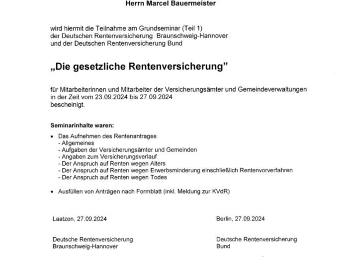 Bescheinigung Rentenversicherung 