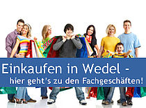 Banner Einkaufen in Wedel - Link zu "Fachgeschäfte und einkaufen"