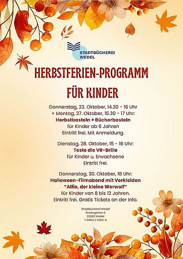Plakat Herbstferienprogramm (Copyright: Stadtbücherei)