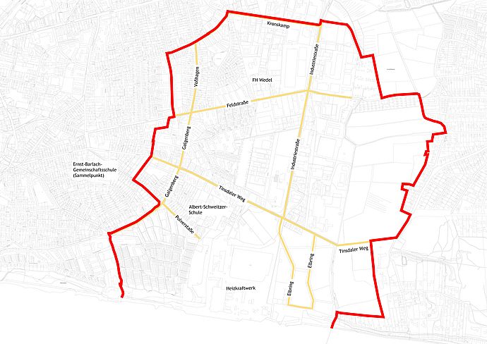 Straßenkarte Evakuierungsgebiet