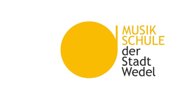 Logo der Musikschule der Stadt Wedel mit stilisierter gelber Note