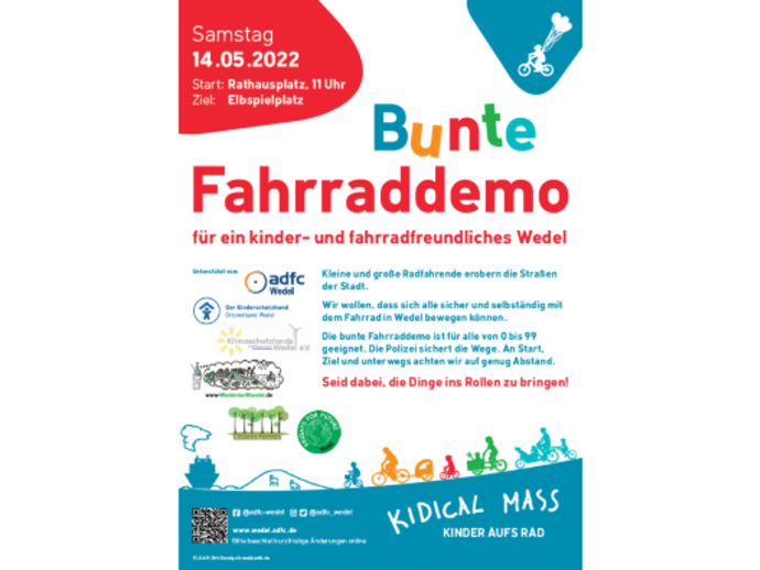 Plakat Bunte Fahrraddemo am 14. Mai in Wedel