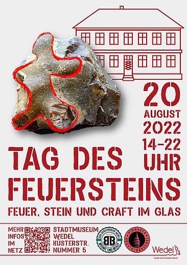 Das Plakat zum Tag des Feuersteins am 20. August. Grafik: Stadt Wedel/Kamin