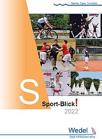 Die Broschüre der Stadt Wedel mit einer Collage verschiedener Sportarten