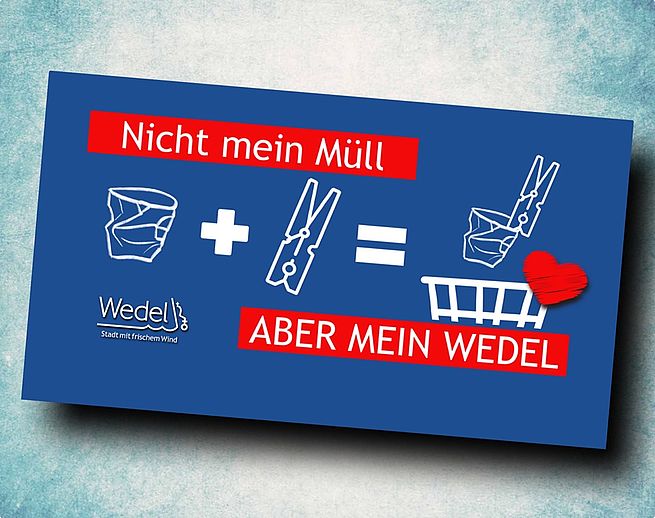 Das Logo der Aktion „Nicht mein Müll, ABER MEIN WEDEL“. Grafik: Stadt Wedel/Kamin
