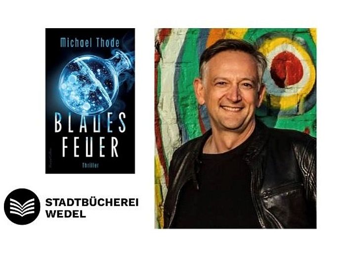 Michael Thode (Foto: Andreas Gärtner) / Buchtitel "Blaues Feuer" (Foto: HarperCollins)