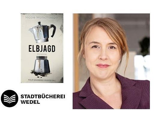 Nicole Wollschlaeger kommt zur Krimilesung in die Stadtbücherei (Copyright Autorinnenfoto: Felix Matthies, Buchcover: BoD)