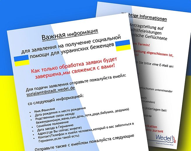 Ukraine-Geflüchtete können Sozialleistungen per E-Mail beantragen. Foto: Stadt Wedel/Kamin