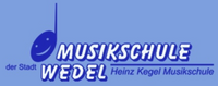 Schriftzug Musikschule Wedel, Heinz Kegel Musikschule mit einer Note